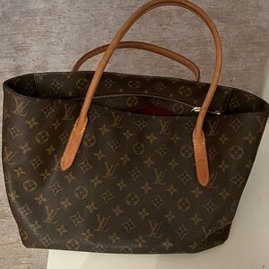 Louis Vuitton Brown Monogram Canvas Tote with Tan Leather Handles